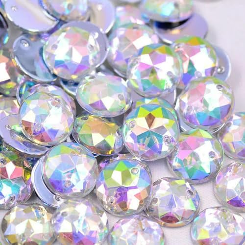 6 8 10 12 18 20 30 52 mm zum Aufnähen, klare AB-Strass-Applikationen, flache Rückseite, runde Acryl-Kristallsteine, Nähen, Scrapbook-Perlen, Kristall AB, 52 mm, 20 Stück von GJUYTI