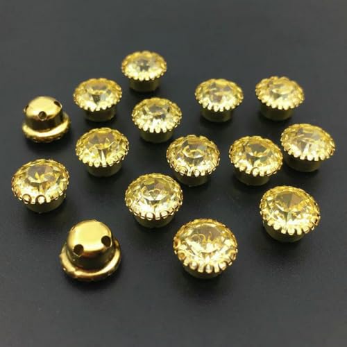 6 mm 8 mm runde Glaschatons, Kristall mit goldener Spitzenkrallenfassung, schöne Farben, zum Aufnähen von Strassperlen, Taschen, Hochzeitskleidern, DIY-Jonquil-6 mm, 20 Stück von GJUYTI
