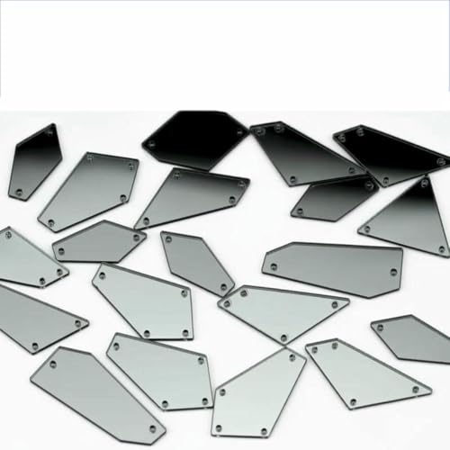 60/200 Stück, gemischte Größen, weiße Acryl-Spiegel-Näh-Strasssteine zum Aufnähen, DIY-Bastelarbeiten, flache Rückseite, Nähsteine für Kleidungsdekorationen, Grau, 200 Stück (gemischte Größen) von GJUYTI