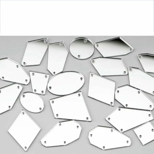 60/200 Stück, gemischte Größen, weiße Acryl-Spiegel-Näh-Strasssteine zum Aufnähen, DIY-Bastelarbeiten, flache Rückseite, Nähsteine für Kleidungsdekorationen, weiß, 200 Stück (gemischte Größen) von GJUYTI