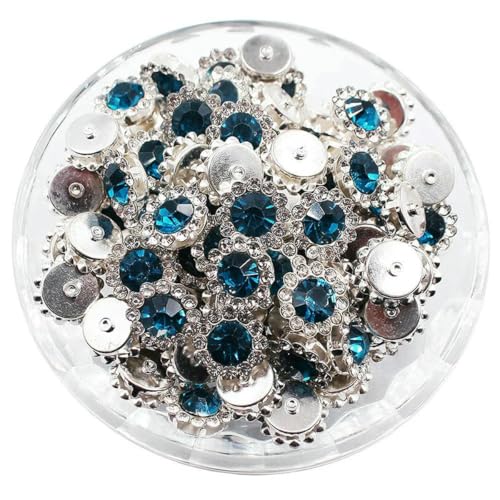 8–12 mm Krallen-Strasssteine, Perlensteine zum Aufnähen, Kristalle, Glasperlen, silberne Basissteine, Strassbesatz, Nähzubehör, Bastel-Edelsteine, S, blauer Zirkon, 10 mm, 100 Stück von GJUYTI