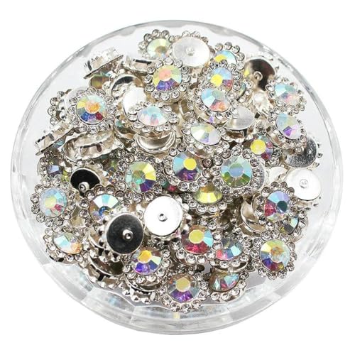 8–12 mm Krallen-Strasssteine, Perlensteine zum Aufnähen, Kristalle, Glasperlen, silberne Basissteine, Strassbesatz, Nähzubehör, Bastel-Edelsteine, S-Kristall AB-12 mm, 100 Stück von GJUYTI