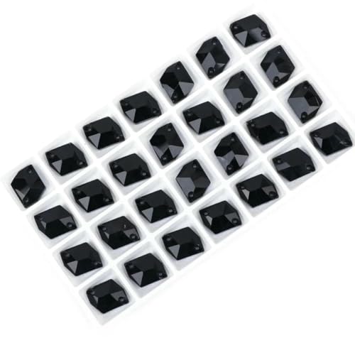 AB-Strasssteine zum Aufnähen, kosmische flache Rückseite, Glaskristalle für Kleidung, Brautkleider, Schuhe, Taschen, alles zur Dekoration, DIY, Schwarz, 13 x 17 mm, 20 Stück von GJUYTI