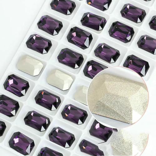 Achteckige K9-Edelstein-Glas-Strasssteine für Kleidung, spitze Rückseite, Schmuckherstellung, Steine, lose Strass-Perlen, Kleidungszubehör, Amethyst, 13 x 18 mm, 10 Stück von GJUYTI