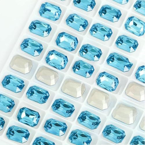 Achteckige K9-Edelstein-Glas-Strasssteine für Kleidung, spitze Rückseite, Schmuckherstellung, Steine, lose Strass-Perlen, Kleidungszubehör, Aquamarin, 10 x 12 mm, 10 Stück Achteckige K9-Edelstein-Glas-Strasssteine für Kleidung, spitze Rückseite, Schmuckherstellung, Steine, lose Strass-Perlen, Kleidungszubehör, Aquamarin, 10 x 12 mm, 10 Stück von GJUYTI