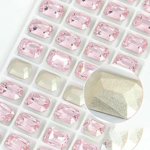 Achteckige K9-Edelstein-Glas-Strasssteine für Kleidung, spitze Rückseite, Schmuckherstellung, Steine, lose Strass-Perlen, Kleidungszubehör, Hellrosa, 13 x 18 mm, 10 Stück von GJUYTI