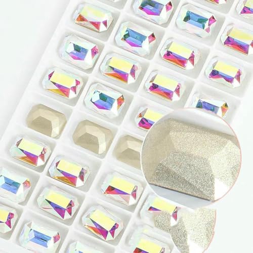 Achteckige K9-Edelstein-Glas-Strasssteine für Kleidung, spitze Rückseite, Schmuckherstellung, Steine, lose Strass-Perlen, Kleidungszubehör, Kristall AB, 13 x 18 mm, 10 Stück von GJUYTI