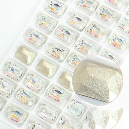 Achteckige K9-Edelstein-Glas-Strasssteine für Kleidung, spitze Rückseite, Schmuckherstellung, Steine, lose Strass-Perlen, Kleidungszubehör, Laserglanz, 10 x 14,0 mm, 10 Stück von GJUYTI
