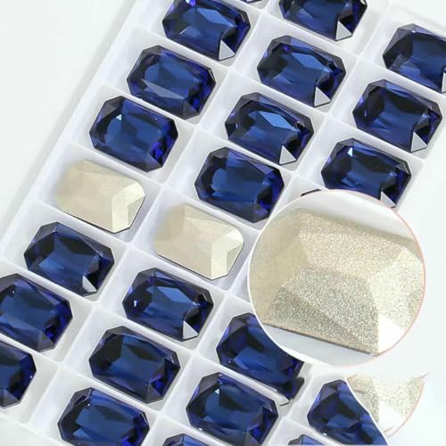 Achteckige K9-Edelstein-Glas-Strasssteine für Kleidung, spitze Rückseite, Schmuckherstellung, Steine, lose Strass-Perlen, Kleidungszubehör, Montana, 08 x 10 mm, 10 Stück von GJUYTI