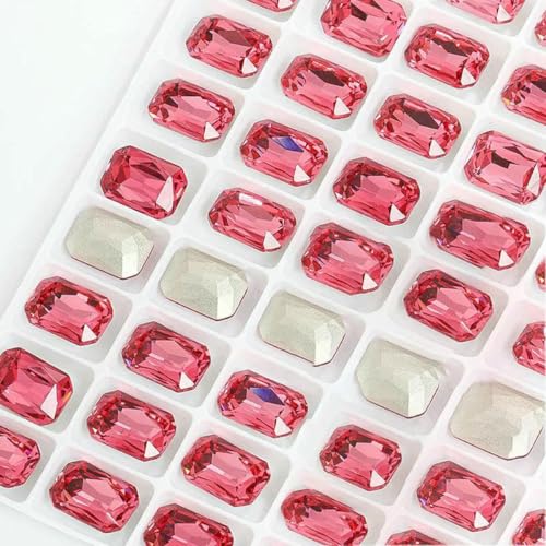 Achteckige K9-Edelstein-Glas-Strasssteine für Kleidung, spitze Rückseite, Schmuckherstellung, Steine, lose Strass-Perlen, Kleidungszubehör, Rose, 13 x 18 mm, 10 Stück von GJUYTI