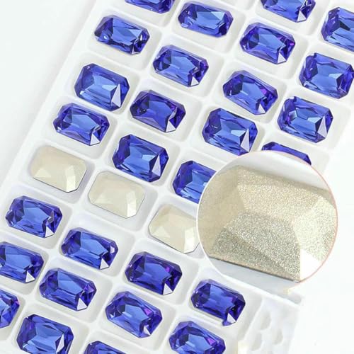 Achteckige K9-Edelstein-Glas-Strasssteine für Kleidung, spitze Rückseite, Schmuckherstellung, Steine, lose Strass-Perlen, Kleidungszubehör, Saphir, 08 x 10 mm, 10 Stück von GJUYTI