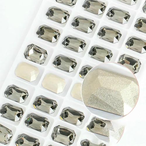 Achteckige K9-Edelstein-Glas-Strasssteine für Kleidung, spitze Rückseite, Schmuckherstellung, Steine, lose Strass-Perlen, Kleidungszubehör, Schwarzer Diamant, 10 x 12 mm, 10 Stück von GJUYTI