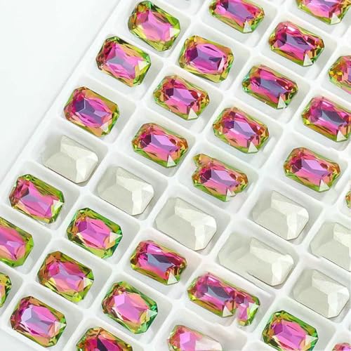 Achteckige K9-Edelstein-Glas-Strasssteine für Kleidung, spitze Rückseite, Schmuckherstellung, Steine, lose Strass-Perlen, Kleidungszubehör, Violett, 08 x 10 mm, 10 Stück von GJUYTI