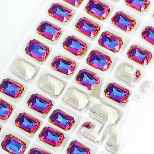 Achteckige K9-Edelstein-Glas-Strasssteine für Kleidung, spitze Rückseite, Schmuckherstellung, Steine, lose Strass-Perlen, Kleidungszubehör, Violettblau, 08 x 10 mm, 10 Stück von GJUYTI