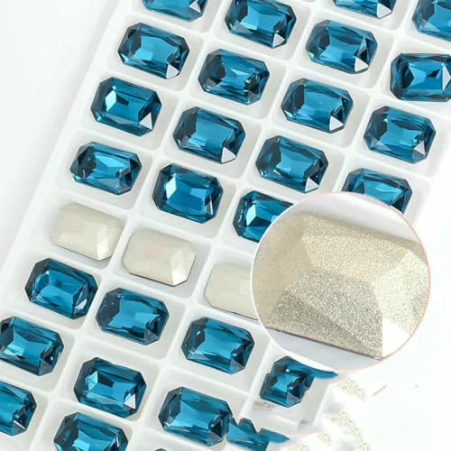 Achteckige K9-Edelstein-Glas-Strasssteine für Kleidung, spitze Rückseite, Schmuckherstellung, Steine, lose Strass-Perlen, Kleidungszubehör, blauer Zirkon, 08 x 10 mm, 10 Stück von GJUYTI