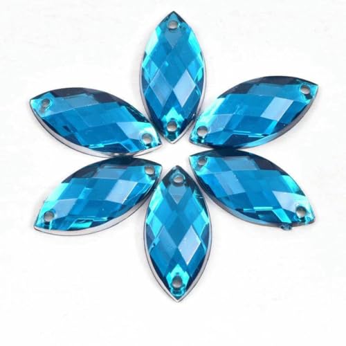 Acryl-Marquise-Pferdeauge, Kristall, gemischte Farben, zum Aufnähen, Strasssteine, flache Rückseite, zum Aufnähen, Kleidungszubehör, F0148, Pfauenblau, 9 x 18 mm, 50 Stück Acryl-Marquise-Pferdeauge, Kristall, gemischte Farben, zum Aufnähen, Strasssteine, flache Rückseite, zum Aufnähen, Kleidungszubehör, F0148, Pfauenblau, 9 x 18 mm, 50 Stück von GJUYTI