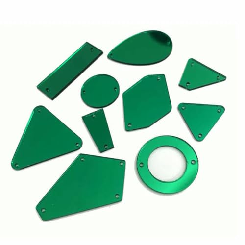 Acryl-Spiegelperlen mit flacher Rückseite, zum Aufnähen, Acryl-Strasssteine mit Löchern für Kleidungsdekorationen, Dunkelgrün, 500 Stück von GJUYTI