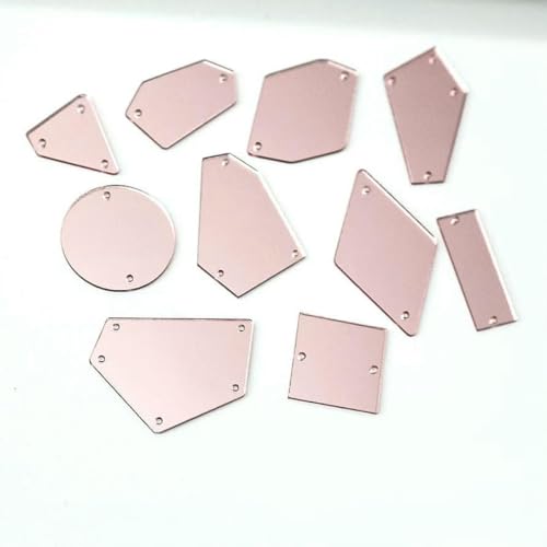 Acryl-Spiegelperlen mit flacher Rückseite, zum Aufnähen, Acryl-Strasssteine mit Löchern für Kleidungsdekorationen, Hellrosa, 500 Stück Acryl-Spiegelperlen mit flacher Rückseite, zum Aufnähen, Acryl-Strasssteine mit Löchern für Kleidungsdekorationen, Hellrosa, 500 Stück von GJUYTI