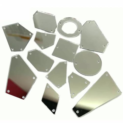 Acryl-Spiegelperlen mit flacher Rückseite, zum Aufnähen, Acryl-Strasssteine mit Löchern für Kleidungsdekorationen, Silber, 800 Stück von GJUYTI