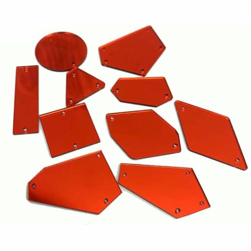 Acryl-Spiegelperlen mit flacher Rückseite, zum Aufnähen, Acryl-Strasssteine mit Löchern für Kleidungsdekorationen, rot, 300 Stück von GJUYTI