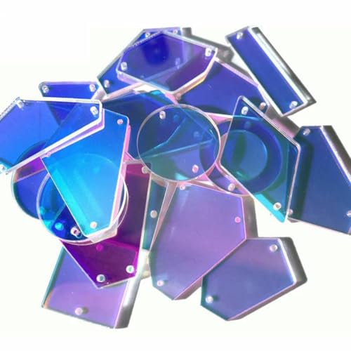 Acryl-Spiegelperlen mit flacher Rückseite, zum Aufnähen, Acryl-Strasssteine mit Löchern für Kleidungsdekorationen, transparent, ab 500 Stück von GJUYTI