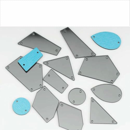Acrylspiegel mit flacher Rückseite, verschiedene Größen, zum Aufnähen, mehrfarbige Steine für Kleidungsstücke, DIY-Dekoration, Grau, 20 Stück von GJUYTI