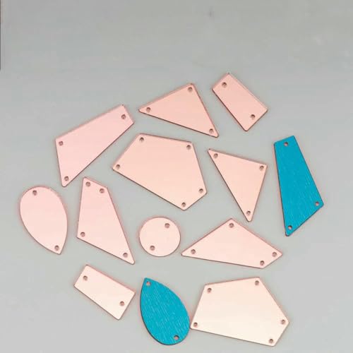Acrylspiegel mit flacher Rückseite, verschiedene Größen, zum Aufnähen, mehrfarbige Steine für Kleidungsstücke, DIY-Dekoration, Rosa, 100 Stück von GJUYTI