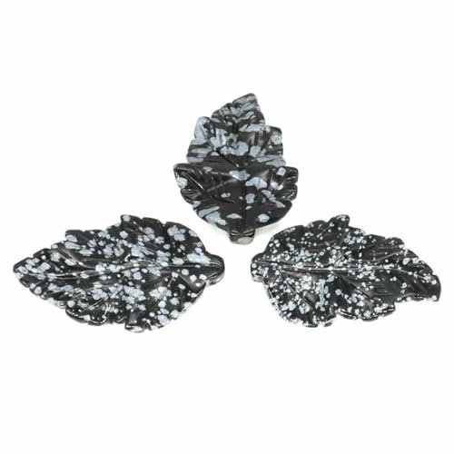 Anhängerstatue aus Naturstein in Blattform mit Loch, Heilkristall, Schnitzerei, Edelsteinhandwerk für DIY-Halsketten, Charm-Schmuckzubehör, Schneeflockenobsidian, 20 Stück von GJUYTI