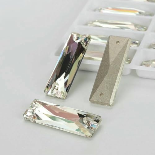 Cosmic Baguetee Glaskristall AB Mondlicht-Nähsteine, flache Rückseite, zum Aufnähen von Strasssteinen für Kleidungsstücke, Taschen – 001LG leuchtendes Grün – 72 Stück, 5 mm, 10 mm, Sonstiges von GJUYTI