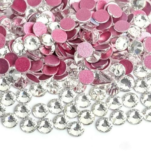 Crystal AB Hotfix-Strasssteine, superhell, Glas-Strass, zum Aufbügeln, Hotfix-Strasssteine für Stoffbekleidung, Pink, transparent, SS5, 1440 Stück, 1 Beutel von GJUYTI
