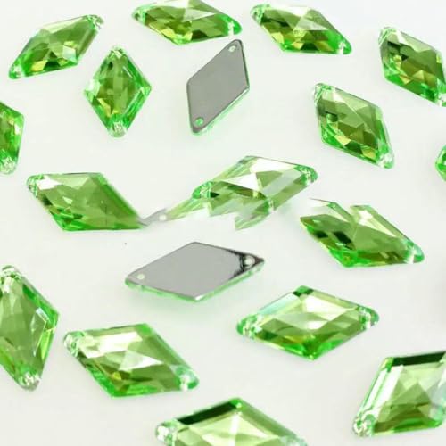 Diamant-Acryl-Strasssteine zum Aufnähen mit zwei Löchern, DIY-/Kleidungszubehör, 9 x 15 mm, 10 x 18 mm, 14 x 24,0 mm, 17 x 30 mm, Hellgrün, 10 x 18 mm, 100 Stück von GJUYTI
