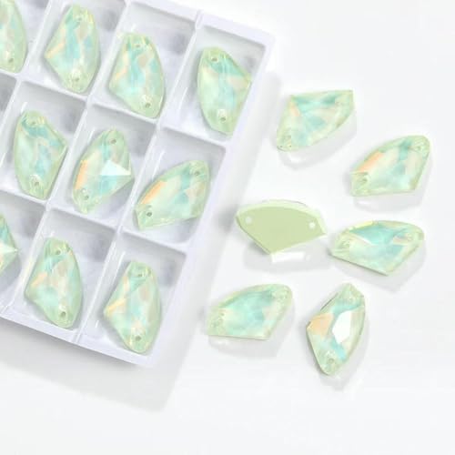 Glas-Strasssteine mit flacher Rückseite, zum Aufnähen, für Hochzeitskleider, zur Schmuckherstellung, Kristallsteine für Kleidungsdekoration, Helles Azurblau 361AM, 12 x 19 mm, 24 Stück von GJUYTI
