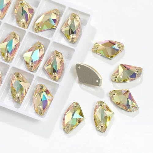 Glas-Strasssteine mit flacher Rückseite zum Aufnähen für Hochzeitskleider, zur Schmuckherstellung, Kristallsteine zur Kleidungsdekoration, Kristall 001LG, 17 x 27 mm, 12 Stück von GJUYTI