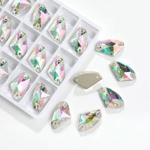 Glas-Strasssteine mit flacher Rückseite zum Aufnähen für Hochzeitskleider, zur Schmuckherstellung, Kristallsteine zur Kleidungsdekoration, Kristall 001PH, 5 x 10 mm, 72 Stück von GJUYTI