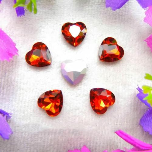 Glaskristall 8 mm 10 mm 12 mm 14,0 mm 16 mm 18 mm 27 mm Mix Herzform zum Aufkleben von Strassperlen, Handyzubehör, DIY-A12, Teefarbe, 12 mm, 20 Stück von GJUYTI