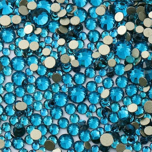 Goldener Boden, gemischte Größen, flache Basis, Strasssteine, Glitzerglas SS3–SS20, klarer Kristall für Hochzeitskleid, DIY-Dekoration, Indicolite-SS3–SS20, 1440 Stück von GJUYTI
