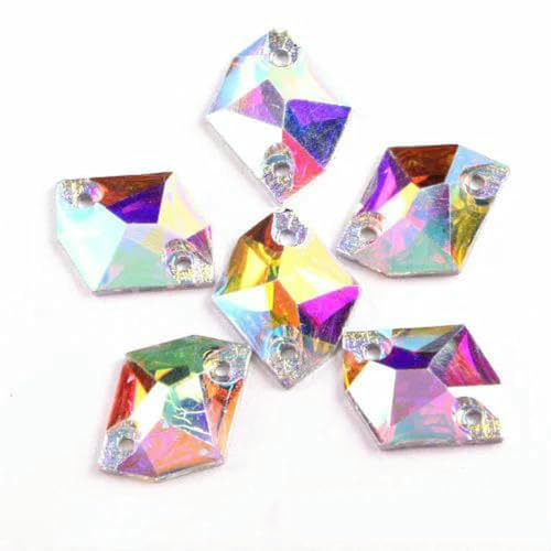 Harz-Strasssteine in allen Formen, Kristall AB, rund, zum Aufnähen, flache Rückseite, zum Nähen von Hochzeitskleidern, F0178, 13 x 16 mm, 50 Stück von GJUYTI