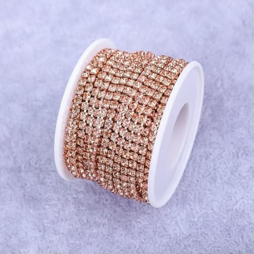 Kristall 10 Yard Strassbesatz Steinbecherkette Gold Diamant Strass Dekorative Applikation Kristallbesatz für Kleider-Pfirsich-SS8-1 Yard von GJUYTI