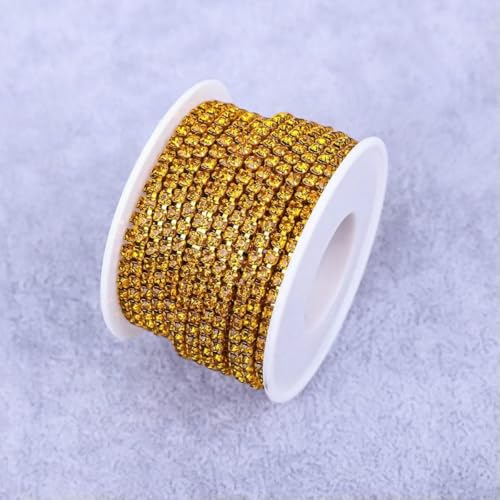 Kristall 10 Yard Strassbesatz Steinbecherkette Gold Diamant Strass Dekorative Applikation Kristallbesatz für Kleider-Topas-SS6-1 Yard Kristall 10 Yard Strassbesatz Steinbecherkette Gold Diamant Strass Dekorative Applikation Kristallbesatz für Kleider-Topas-SS6-1 Yard von GJUYTI