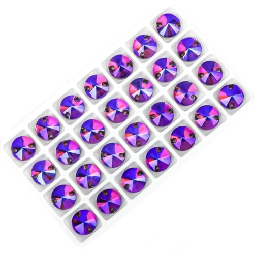 Kristall-Strasssteine in allen Größen, AB, rund, flache Rückseite, Muschelperlen für Kleidung, Hochzeitsaccessoires werden zur Dekoration und zum Selbermachen verwendet, Tanzantie AB, 16 mm, 24 Stüc von GJUYTI