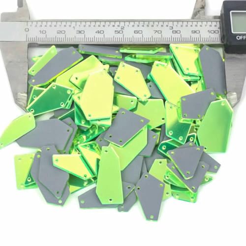 Neue klare Kristalle zum Nähen, Spiegel-Strass-Applikation, flache Rückseite, Acryl-Strass auf Stein für Kleidung, verschiedene Größen, Hellgrün, 100 Stück von GJUYTI