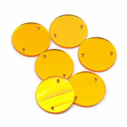 Runde, aufnähbare Spiegel-Acryl-Strasssteine, 30 Stück, Handarbeit, flache Rückseite, Strass-Kristallsteine für Handarbeiten, Kleider, Gold, 12 mm, 30 Stück von GJUYTI