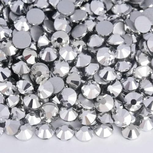 Schwarze Glas-Strasssteine zum Aufkleben auf Nailart-Steine, flache Rückseite, nicht Hotfix-Strasssteine für Nailart-Dekorationen-Mine Silver-SS4-1440 Stück von GJUYTI