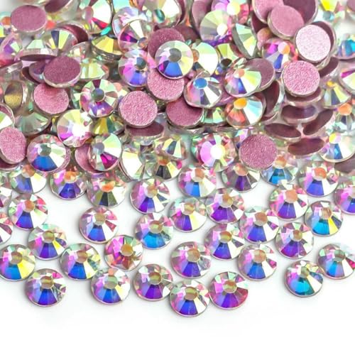 Super-Glitzer-Kristall-AB-Strasssteine SS3–SS50, nicht Hotfix, flache Rückseite, Strass-Stoff, Kleidungsstück, Nagelkunst, Strass-Dekorationen, Pink Crystal AB-SS12 – 1440 Stück von GJUYTI