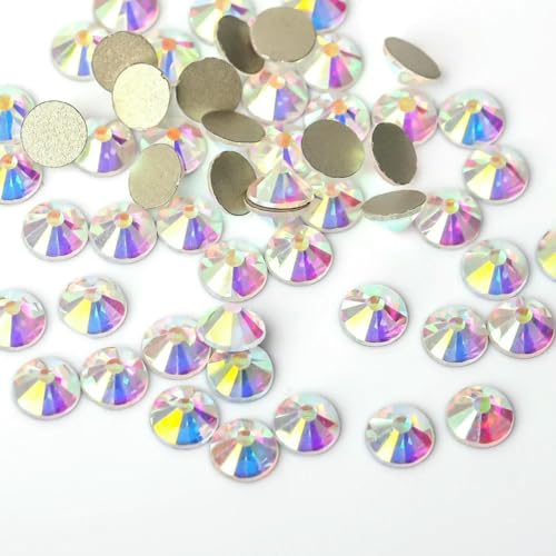 Super-Glitzer-Kristall-AB-Strasssteine SS3–SS50, nicht Hotfix, flache Rückseite, Strasssteine für Stoff, Kleidungsstücke, Nagelkunst, Strasssteine, Dekorationen – Goldkristall AB-gemischt SS3–30, von GJUYTI