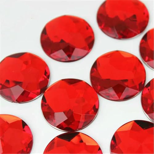 ZZ156-Rot, 20 Stück, 25 mm, bunte Acryl-Strasssteine, rund, flache Rückseite, Kristallsteine, DIY-Modeschmuck-Zubehör von GJUYTI