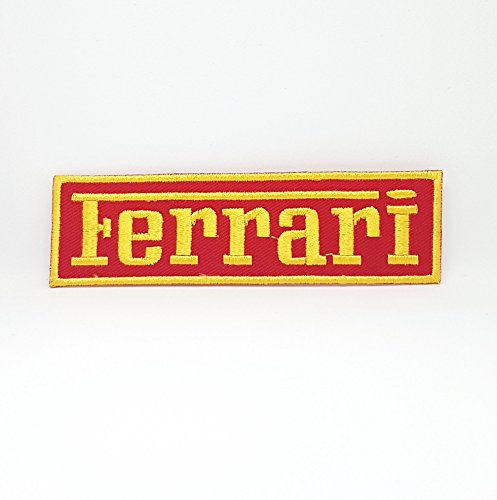 GK Aufnäher mit Ferrari-Motorsport-Logo bestickt, 11,6 cm x 3,5 cm, Rechteckig, Näher, Patch, Aufbügeln, Sport, 1 Stück GK Aufnäher mit Ferrari-Motorsport-Logo bestickt, 11,6 cm x 3,5 cm, Rechteckig, Näher, Patch, Aufbügeln, Sport, 1 Stück von GK