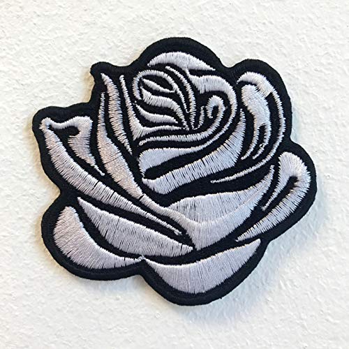 Aufnäher zum Aufbügeln/Aufbügeln / Aufnähen, Rosenmotiv, Weiß von GK