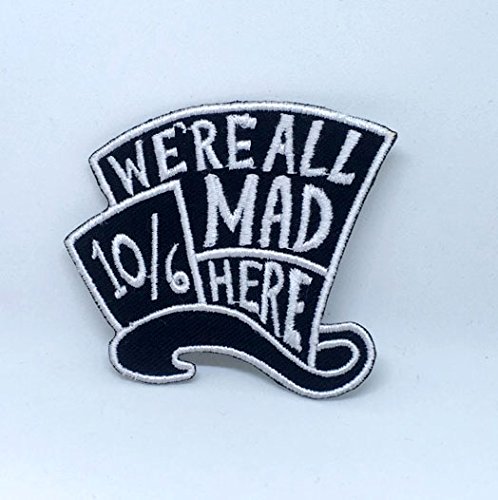 GK Alice im Wunderland 'We're All Mad Here' Bügelbild bestickt Patch 1 Stück rechteckig bestickt Patch 8 cm x 7 cm Fantasie GK Alice im Wunderland 'We're All Mad Here' Bügelbild bestickt Patch 1 Stück rechteckig bestickt Patch 8 cm x 7 cm Fantasie von GK