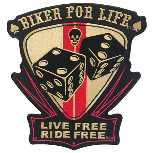 Biker for Life – „Live Free Ride Free“, großer Aufnäher, bestickter Aufnäher von GK